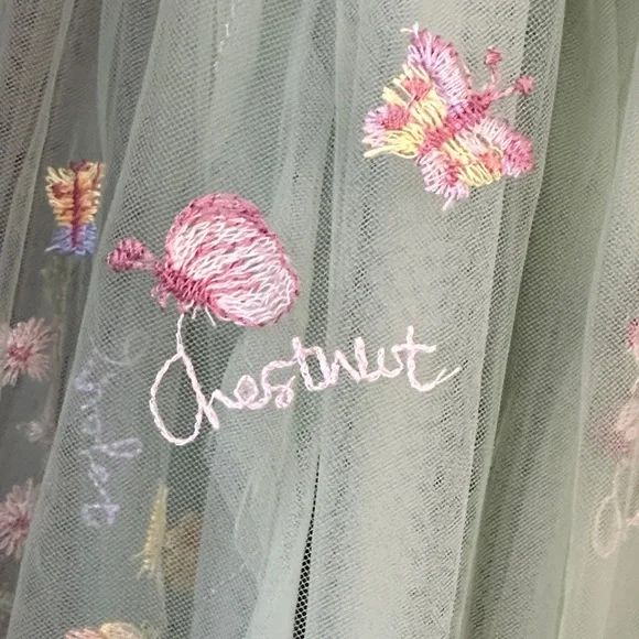 Green Floral Tulle Homecoming Dress - Picture 7 of 9